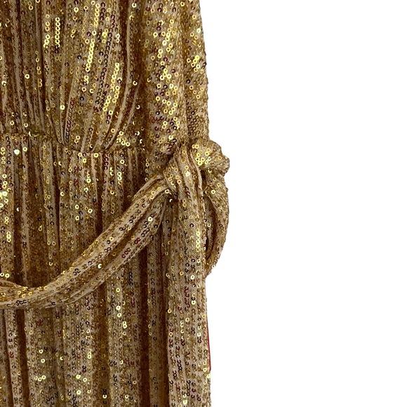 Ieena for Mac Duggal Sequin Halter Neck Sheath Gown gold size 12 - Picture 9 of 12